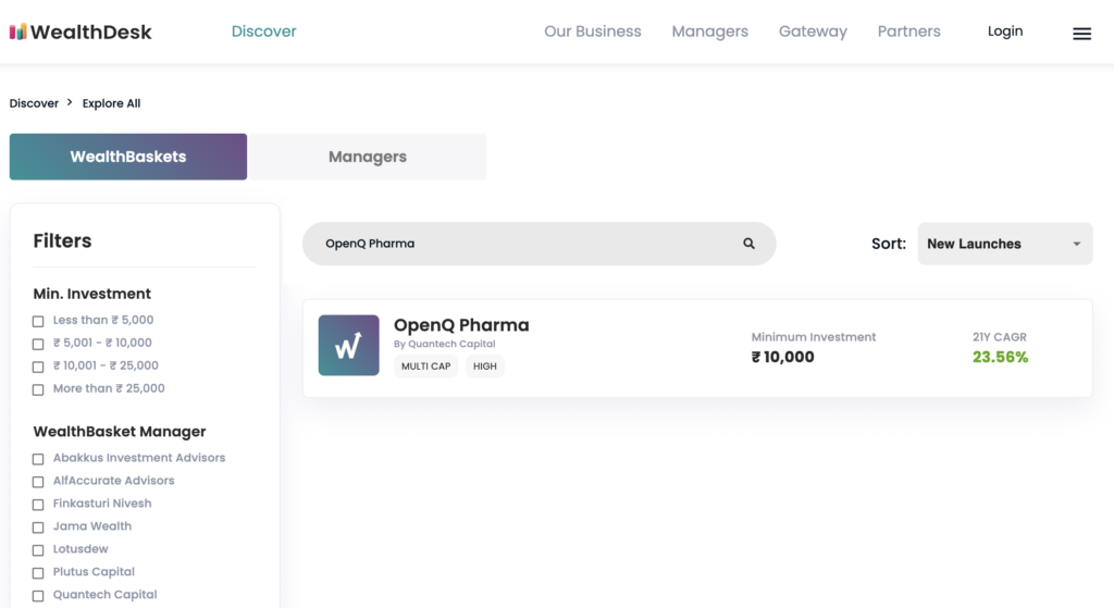 OpenQ Pharma WealthBaskets