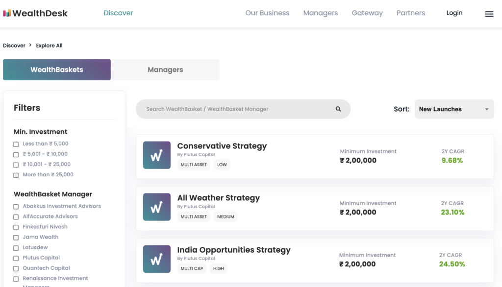 WealthBaskets new launches