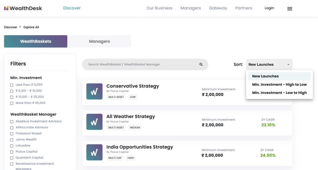 sort WealthBaskets